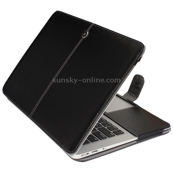 For 13.3 inch MacBook Air Notebook Leather Case with Snap Fastener(Black) For 13.3 inch MacBook Air Notebook Leather Case with Snap Fastener(Black)