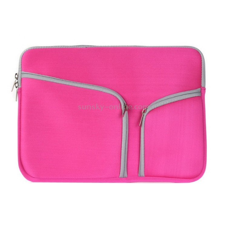 Double Pocket Zip Handbag Laptop Bag for Macbook Air 11.6 inch(Magenta) Double Pocket Zip Handbag Laptop Bag for Macbook Air 11.6 inch(Magenta)