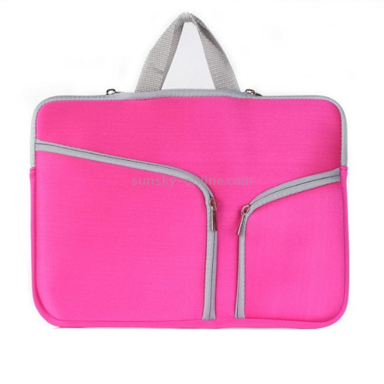 Double Pocket Zip Handbag Laptop Bag for Macbook Pro 15 inch(Magenta) Double Pocket Zip Handbag Laptop Bag for Macbook Pro 15 inch(Magenta)