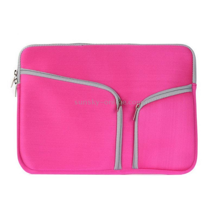Double Pocket Zip Handbag Laptop Bag for Macbook Pro 15 inch(Magenta) Double Pocket Zip Handbag Laptop Bag for Macbook Pro 15 inch(Magenta)