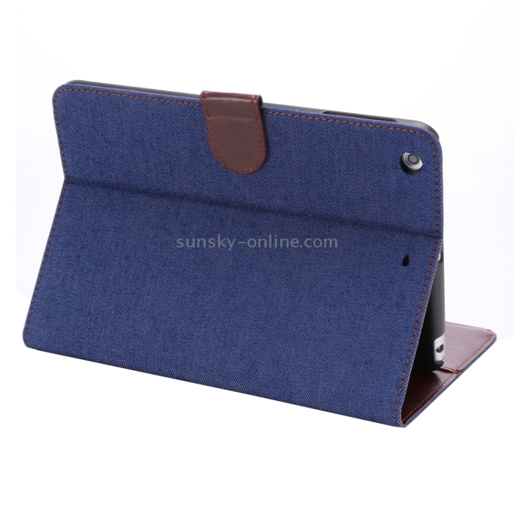 Denim Texture Leather Case with Card Slots & Holder & Sleep Function for iPad mini 3 / mini 2 Retina(Dark Blue) Denim Texture Leather Case with Card Slots & Holder & Sleep Function for iPad mini 3 / mini 2 Retina(Dark Blue)