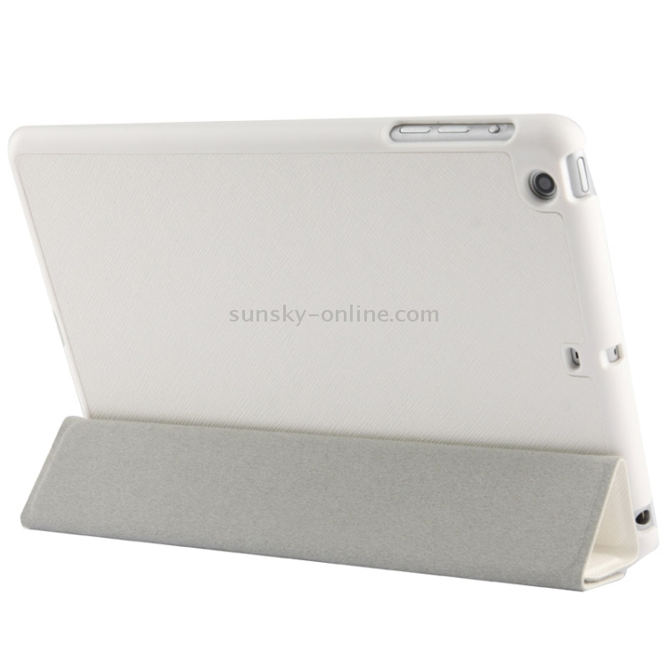 4-folding Cross Texture Leather Case with Sleep / Wake-up Function & Holder for iPad mini 1 / 2 / 3 (White) 4-folding Cross Texture Leather Case with Sleep / Wake-up Function & Holder for iPad mini 1 / 2 / 3 (White)