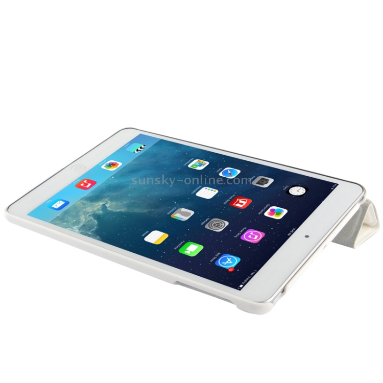 4-folding Cross Texture Leather Case with Sleep / Wake-up Function & Holder for iPad mini 1 / 2 / 3 (White) 4-folding Cross Texture Leather Case with Sleep / Wake-up Function & Holder for iPad mini 1 / 2 / 3 (White)
