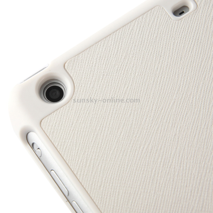 4-folding Cross Texture Leather Case with Sleep / Wake-up Function & Holder for iPad mini 1 / 2 / 3 (White) 4-folding Cross Texture Leather Case with Sleep / Wake-up Function & Holder for iPad mini 1 / 2 / 3 (White)