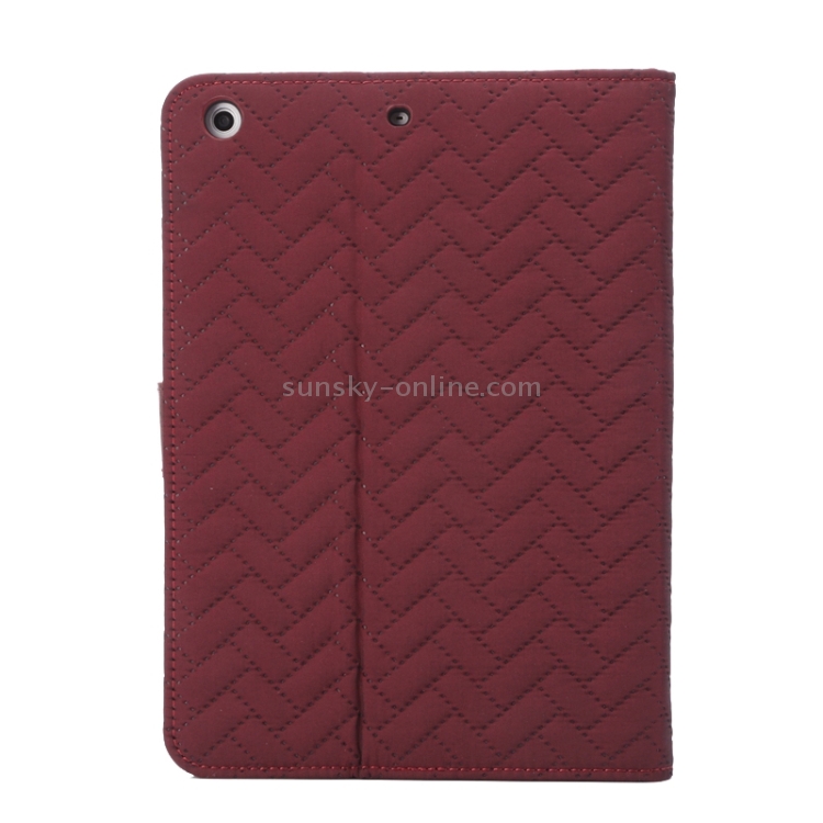 Plaid Texture Leather Case with Holder & Card Slots & Wallet & Sleep Function for iPad Mini3 / Mini 2(Dark Red) Plaid Texture Leather Case with Holder & Card Slots & Wallet & Sleep Function for iPad Mini3 / Mini 2(Dark Red)