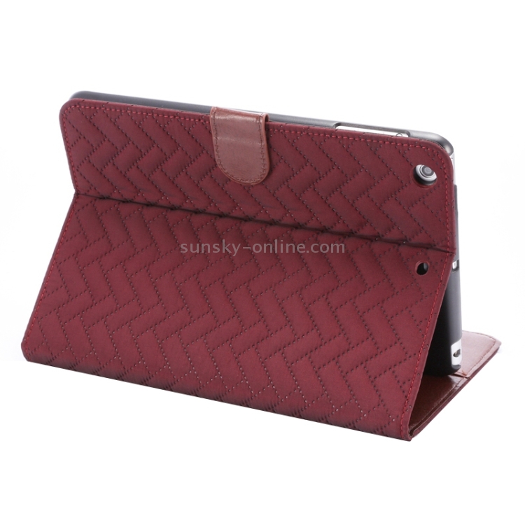 Plaid Texture Leather Case with Holder & Card Slots & Wallet & Sleep Function for iPad Mini3 / Mini 2(Dark Red) Plaid Texture Leather Case with Holder & Card Slots & Wallet & Sleep Function for iPad Mini3 / Mini 2(Dark Red)