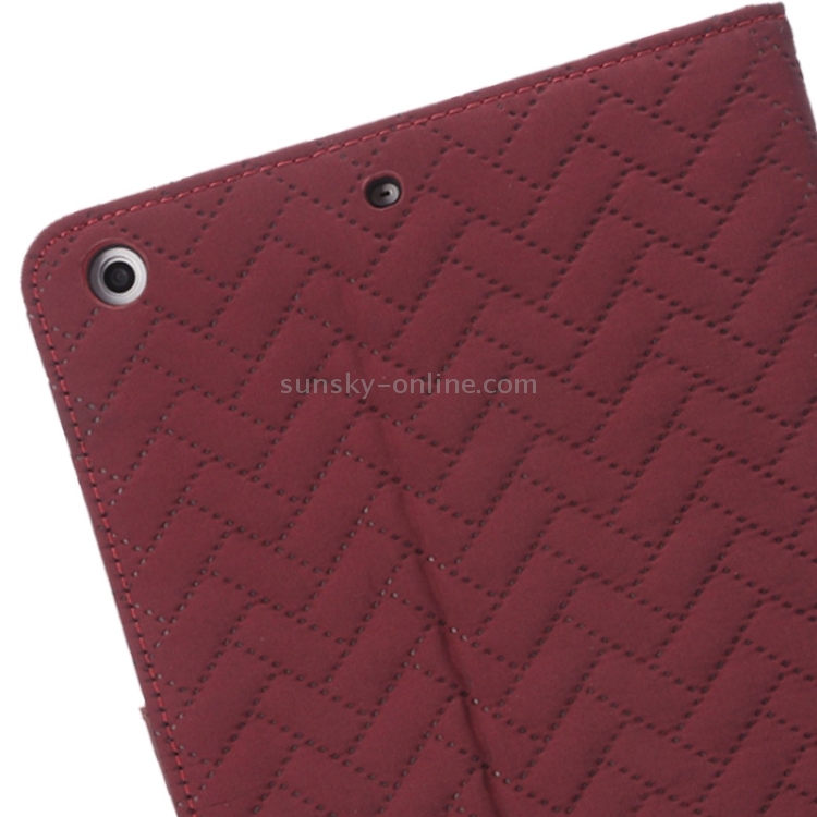 Plaid Texture Leather Case with Holder & Card Slots & Wallet & Sleep Function for iPad Mini3 / Mini 2(Dark Red) Plaid Texture Leather Case with Holder & Card Slots & Wallet & Sleep Function for iPad Mini3 / Mini 2(Dark Red)
