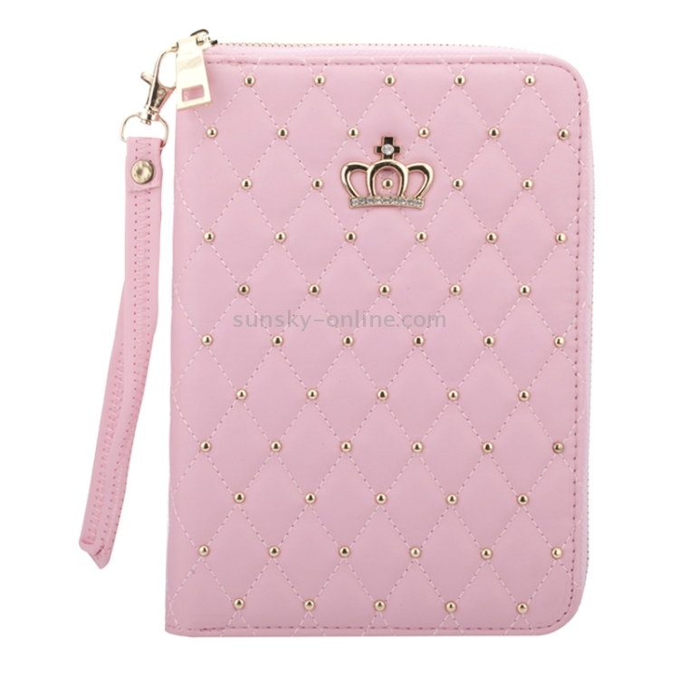 Crown Pattern & Diamond Lattice Texture Diamond Encrusted Carry Case with Holder & Card Slots & Wallet & Lanyard for iPad mini 3 / 2 / 1(Pink) Crown Pattern & Diamond Lattice Texture Diamond Encrusted Carry Case with Holder & Card Slots & Wallet & Lanyard for iPad mini 3 / 2 / 1(Pink)
