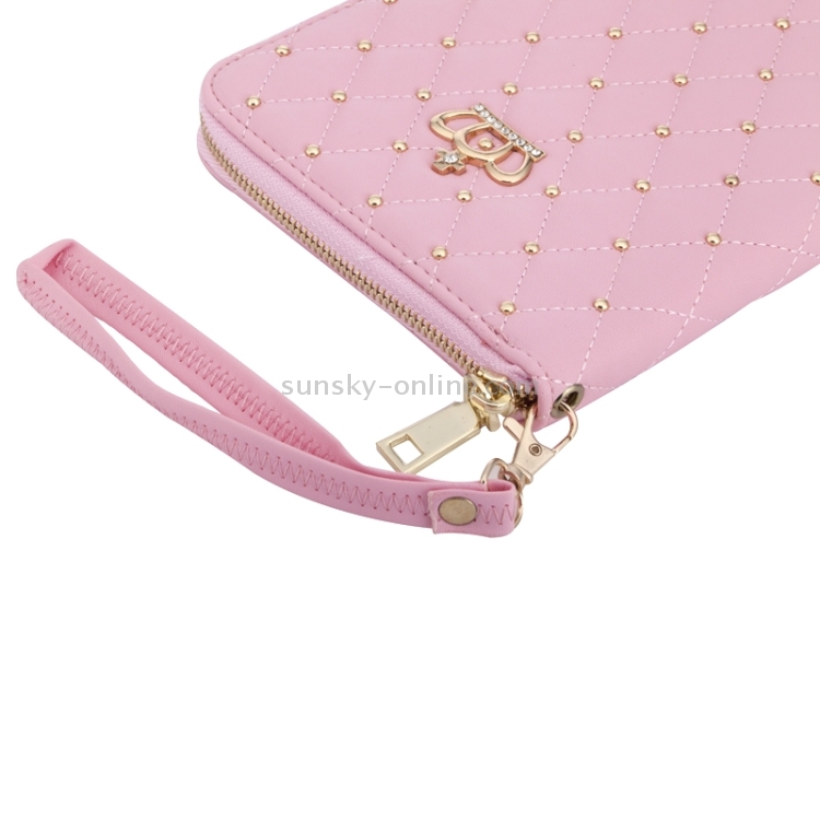 Crown Pattern & Diamond Lattice Texture Diamond Encrusted Carry Case with Holder & Card Slots & Wallet & Lanyard for iPad mini 3 / 2 / 1(Pink) Crown Pattern & Diamond Lattice Texture Diamond Encrusted Carry Case with Holder & Card Slots & Wallet & Lanyard for iPad mini 3 / 2 / 1(Pink)