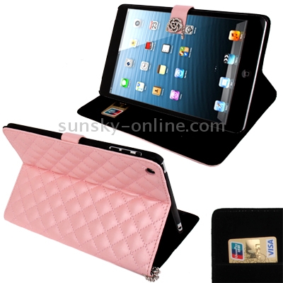 Diamond Style Leather Case with Holder & Credit Card Slots for iPad mini 1 / 2 / 3(Pink) Diamond Style Leather Case with Holder & Credit Card Slots for iPad mini 1 / 2 / 3(Pink)