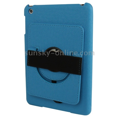 360 Degree Rotatable Cross Texture Plastic Case with Holder & Elastic Hand Strap for iPad mini 1 / 2 / 3(Blue) 360 Degree Rotatable Cross Texture Plastic Case with Holder & Elastic Hand Strap for iPad mini 1 / 2 / 3(Blue)