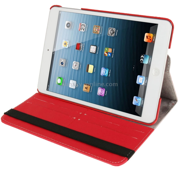 360 Degree Rotation Cross Texture Leather Case with Holder & Credit Card Slots for iPad mini 1 / 2 / 3 (Red) 360 Degree Rotation Cross Texture Leather Case with Holder & Credit Card Slots for iPad mini 1 / 2 / 3 (Red)