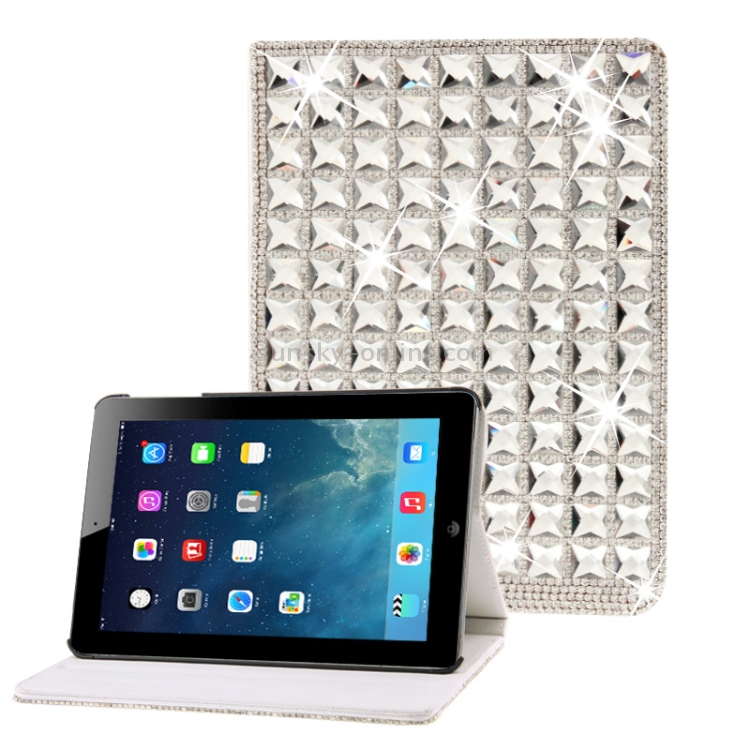 Crystal Diamond Encrusted Leather Case with 4-angle Holder for iPad mini 1 / 2 / 3(White) Crystal Diamond Encrusted Leather Case with 4-angle Holder for iPad mini 1 / 2 / 3(White)