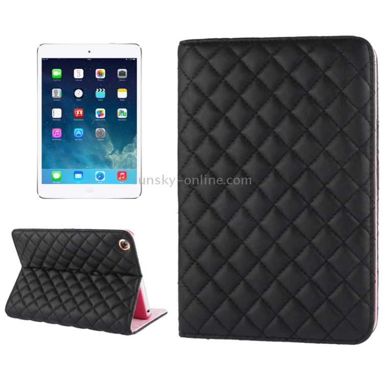 Grid Texture Leather Case with Sleep / Wake-up Function & 3-angle Viewing Holder for iPad mini 1 / 2 / 3(Black) Grid Texture Leather Case with Sleep / Wake-up Function & 3-angle Viewing Holder for iPad mini 1 / 2 / 3(Black)