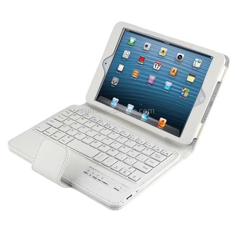For iPad mini 4 / mini 3 / mini 2 / mini Detachable Bluetooth Keyboard and Leather Tablet Case with Holder(White) For iPad mini 4 / mini 3 / mini 2 / mini Detachable Bluetooth Keyboard and Leather Tablet Case with Holder(White)