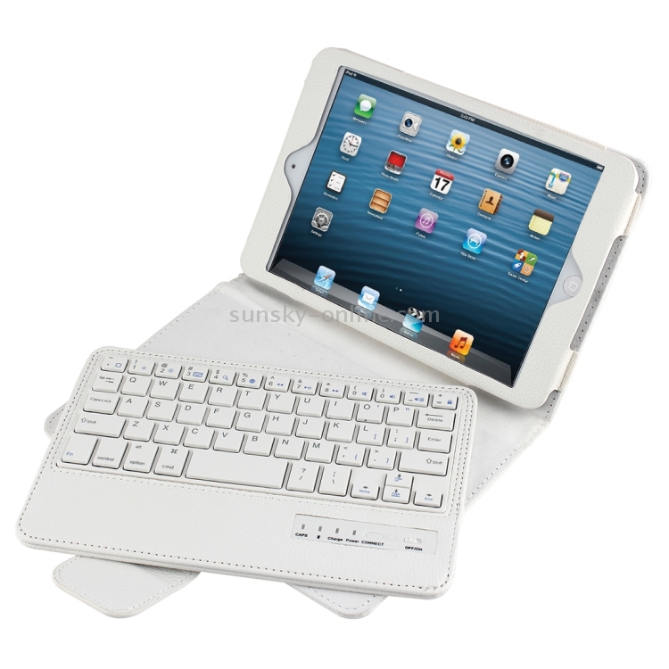For iPad mini 4 / mini 3 / mini 2 / mini Detachable Bluetooth Keyboard and Leather Tablet Case with Holder(White) For iPad mini 4 / mini 3 / mini 2 / mini Detachable Bluetooth Keyboard and Leather Tablet Case with Holder(White)