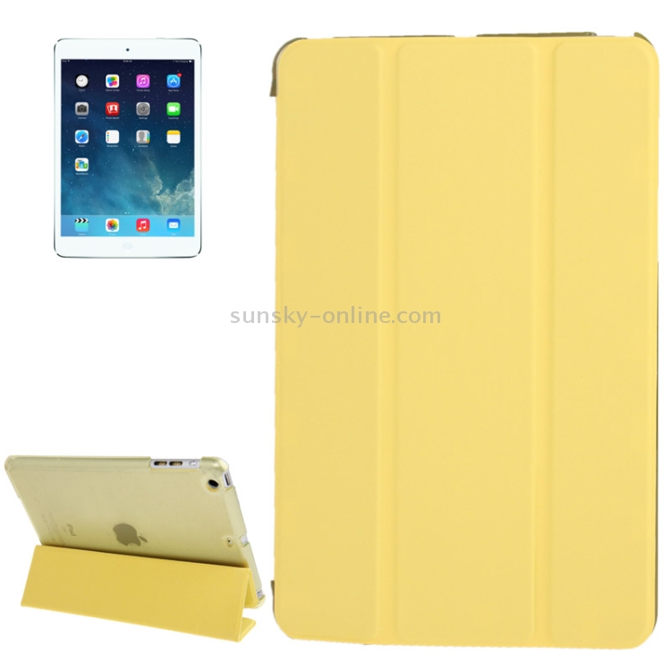 3-folding Smart Cover + Polycarbonate Partner for iPad mini 1 / 2 / 3 (Yellow)