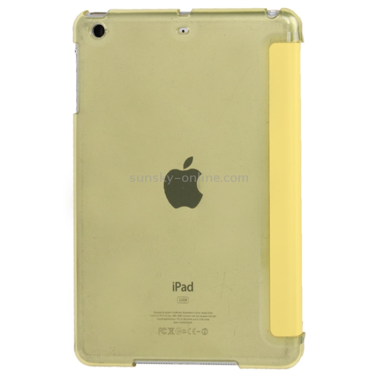 3-folding Smart Cover + Polycarbonate Partner for iPad mini 1 / 2 / 3 (Yellow)
