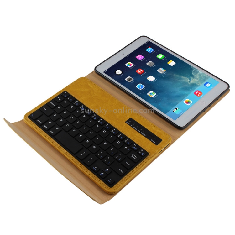 Bluetooth 3.0 ABS Hard Key Keyboard and Crazy Horse Texture Leather Tablet Case with Holder for iPad mini / mini 2 Retina(Yellow) Bluetooth 3.0 ABS Hard Key Keyboard and Crazy Horse Texture Leather Tablet Case with Holder for iPad mini / mini 2 Retina(Yellow)