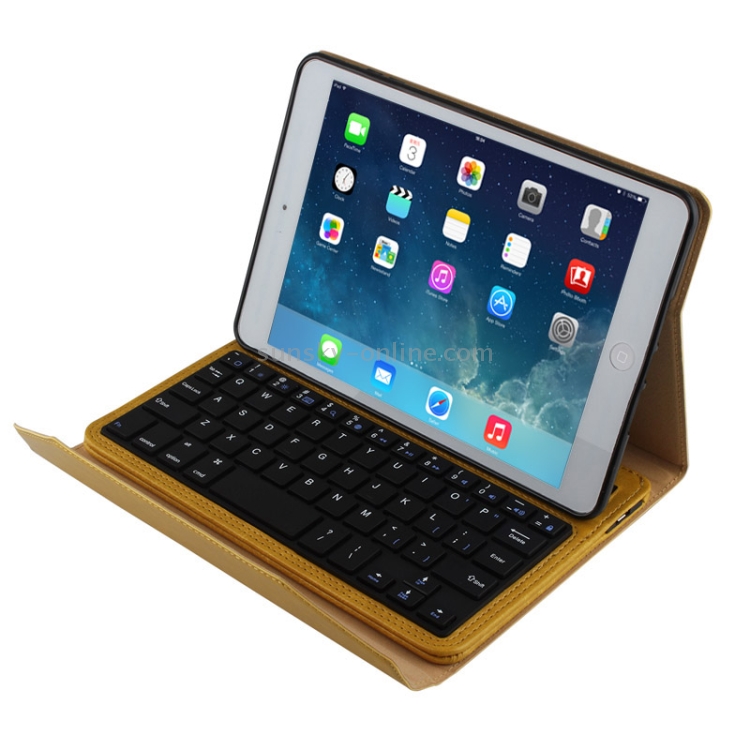 Bluetooth 3.0 ABS Hard Key Keyboard and Crazy Horse Texture Leather Tablet Case with Holder for iPad mini / mini 2 Retina(Yellow) Bluetooth 3.0 ABS Hard Key Keyboard and Crazy Horse Texture Leather Tablet Case with Holder for iPad mini / mini 2 Retina(Yellow)