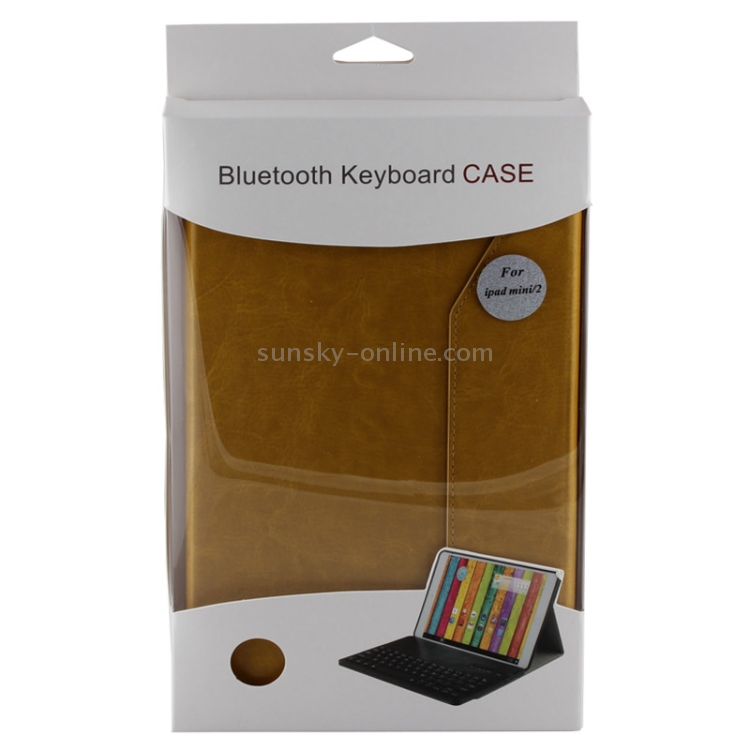 Bluetooth 3.0 ABS Hard Key Keyboard and Crazy Horse Texture Leather Tablet Case with Holder for iPad mini / mini 2 Retina(Yellow) Bluetooth 3.0 ABS Hard Key Keyboard and Crazy Horse Texture Leather Tablet Case with Holder for iPad mini / mini 2 Retina(Yellow)