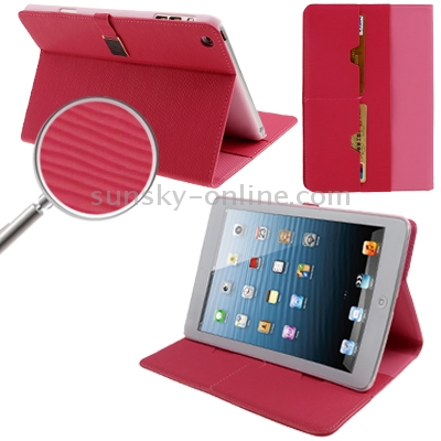 Natural Texture Flip Leather Case with Credit Card Slots & Holder Function for iPad mini 1 / 2 / 3(Magenta) Natural Texture Flip Leather Case with Credit Card Slots & Holder Function for iPad mini 1 / 2 / 3(Magenta)