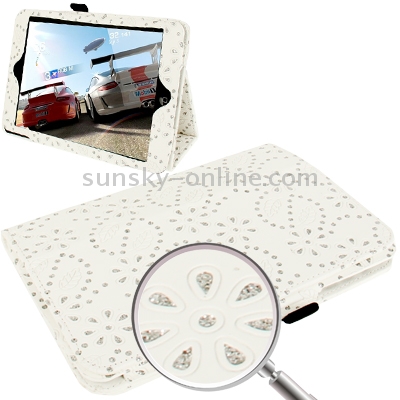 Diamond Palace Flower Pattern Leather Case with Holder for iPad mini 1 / 2 / 3(White) Diamond Palace Flower Pattern Leather Case with Holder for iPad mini 1 / 2 / 3(White)