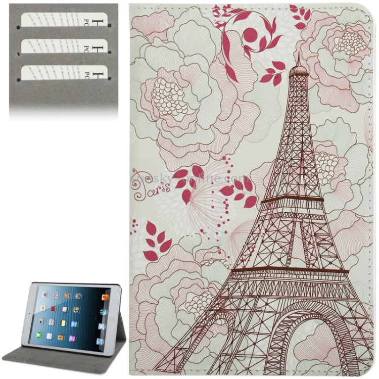 Eiffel Tower Pattern Cross Texture Leather Case with Holder & Credit Card Slots for iPad mini 1 / 2 / 3 Eiffel Tower Pattern Cross Texture Leather Case with Holder & Credit Card Slots for iPad mini 1 / 2 / 3