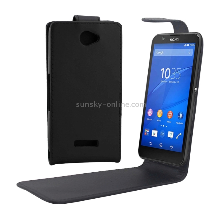Vertical Flip Magnetic Snap Leather Case for Sony E4(Black)