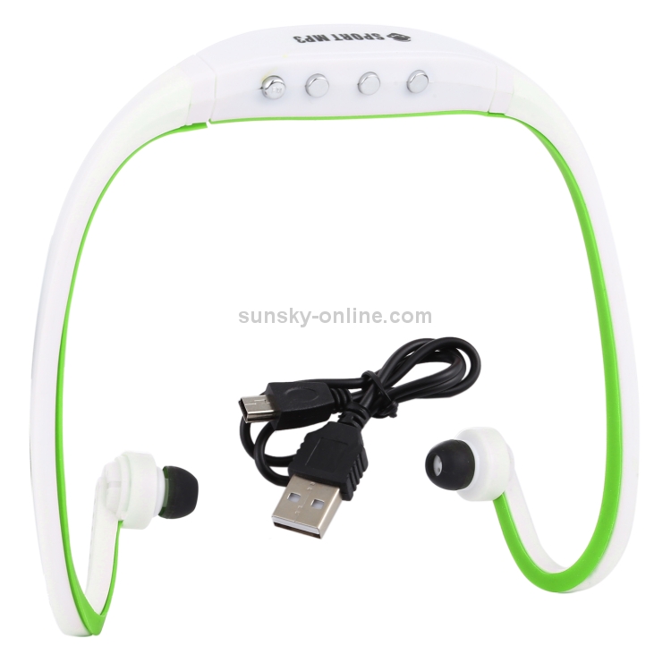 Sport MP3 Player Headset with TF Card Reader Function, Music Format: MP3 / WMA (White + Green) Sport MP3 Player Headset with TF Card Reader Function, Music Format: MP3 / WMA (White + Green)