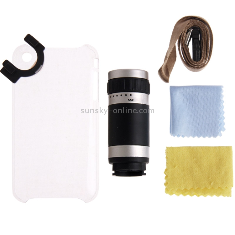 6X Zoom Lens Mobile Phone Telescope + Crystal Case for iPhone 3G & 3GS(Transparent)
