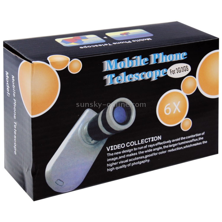 6X Zoom Lens Mobile Phone Telescope + Crystal Case for iPhone 3G & 3GS(Transparent)