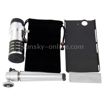 12X Optical Zoom Mobile Phone Telescope Circumscribing Lens with Tripod + Plastic Case for Sony Xperia Z / L36h(Silver) 12X Optical Zoom Mobile Phone Telescope Circumscribing Lens with Tripod + Plastic Case for Sony Xperia Z / L36h(Silver)