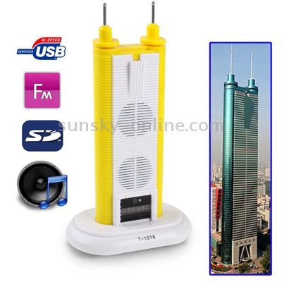 Di Wang Building Style Mobile Multimedia 3D Stereo Sound USB MP3 Speaker, Supports USB Flash Disk and SD Card (T-1016), Yellow(Yellow) Di Wang Building Style Mobile Multimedia 3D Stereo Sound USB MP3 Speaker, Supports USB Flash Disk and SD Card (T-1016), Yellow(Yellow)
