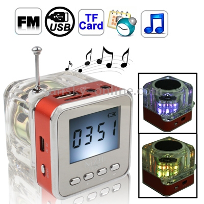 Transparent Acrylic 1.5 inch LCD Screen Display Speaker with Colorful LED Lights / Time, Support FM / TF card & U Disk Reader (Red) Transparent Acrylic 1.5 inch LCD Screen Display Speaker with Colorful LED Lights / Time, Support FM / TF card & U Disk Reader (Red)