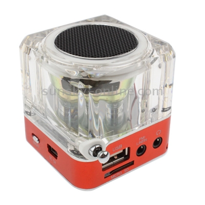 Transparent Acrylic 1.5 inch LCD Screen Display Speaker with Colorful LED Lights / Time, Support FM / TF card & U Disk Reader (Red) Transparent Acrylic 1.5 inch LCD Screen Display Speaker with Colorful LED Lights / Time, Support FM / TF card & U Disk Reader (Red)