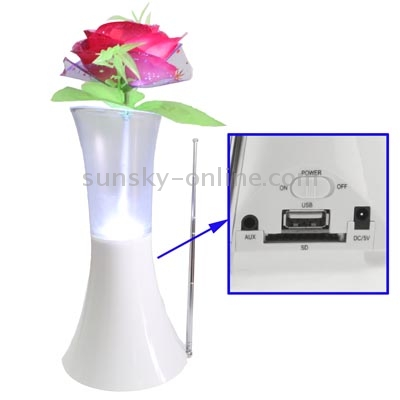 Flower Vase Shape Speaker, with 7 LED Lights Energy Saving Lamp, Support FM Radio / SD Card & U Disk Reader Flower Vase Shape Speaker, with 7 LED Lights Energy Saving Lamp, Support FM Radio / SD Card & U Disk Reader