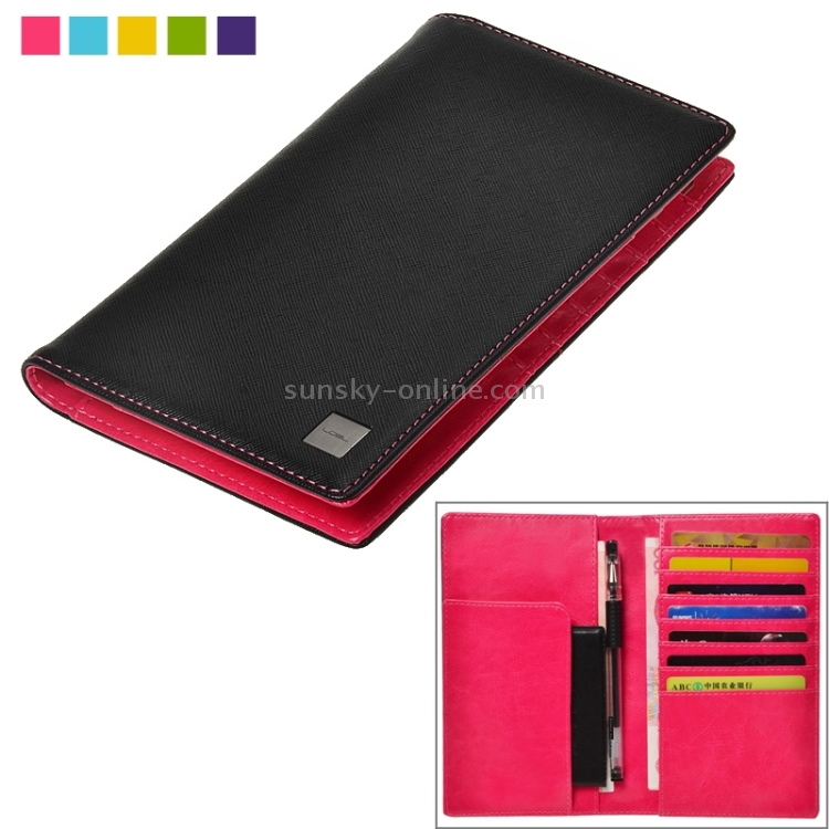Classical Leather Passport Travel Wallet Case with Card Slots &Wallet & Pen Strap (Random Color