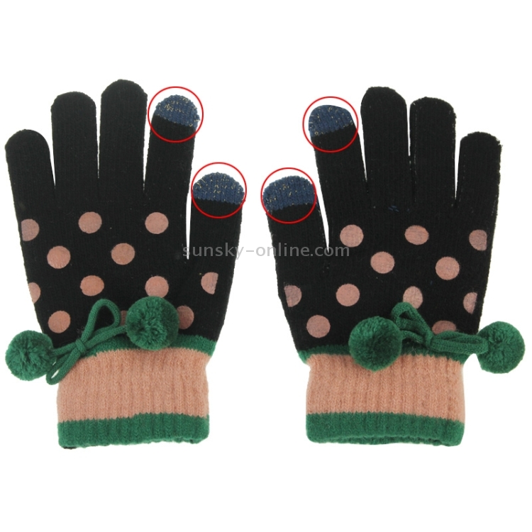 Fashionable Dot Pattern 2-finger Capacitive Touch Gloves for Women(Black) Fashionable Dot Pattern 2-finger Capacitive Touch Gloves for Women(Black)