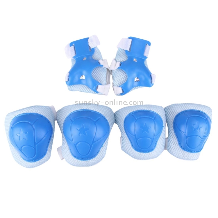 6 in 1 Roller Skate Knee & Elbow & Wrist Pads Protective Gear Sets(Blue)