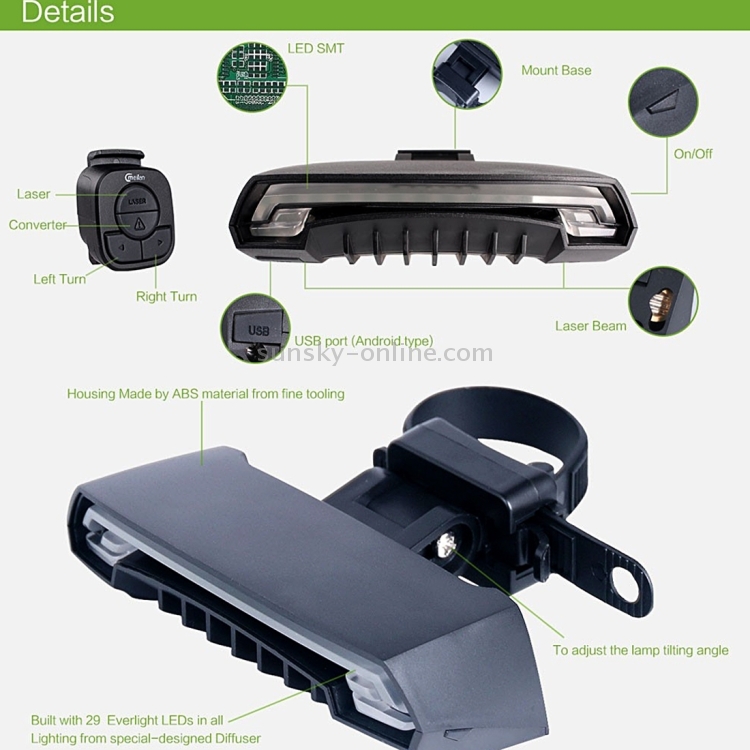 Meilan X5 Wireless Remote Control Laser Tail Lamp for Bicycle