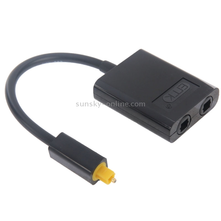 EMK Digital Toslink Fibra óptica Audio Splitter 1 a 2 Adaptador de cable para reproductor de DVD (Negro) - 1