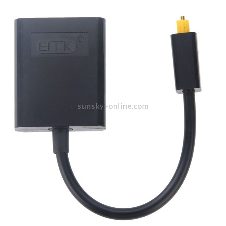 EMK Digital Toslink Fibra óptica Audio Splitter 1 a 2 Adaptador de cable para reproductor de DVD (Negro) - 2