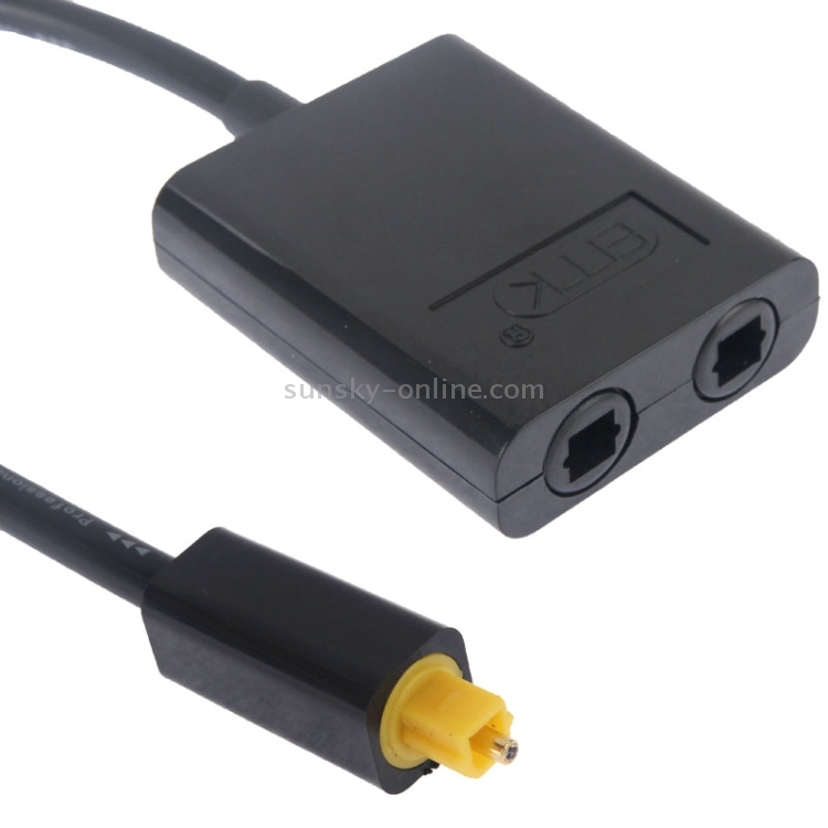 EMK Digital Toslink Fibra óptica Audio Splitter 1 a 2 Adaptador de cable para reproductor de DVD (Negro) - 3