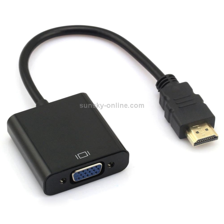 Câble noir de conversion vidéo HDMI vers VGA + sortie audio