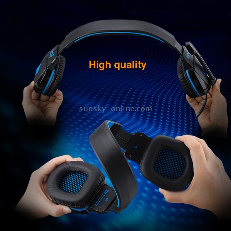 CADA Auriculares estéreo para juegos G4000 con control de volumen de micrófono y luz LED para computadora, longitud del cable: 2,2 m (azul) - 15