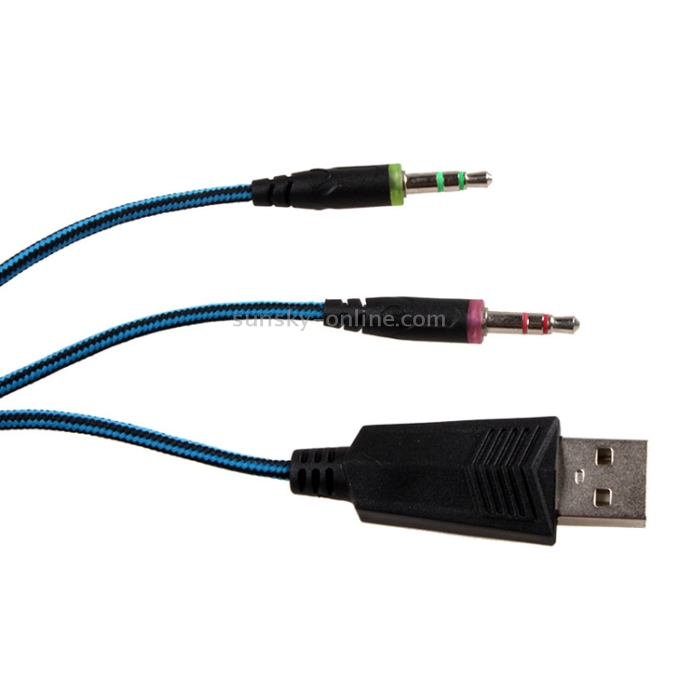 CADA Auriculares estéreo para juegos G4000 con control de volumen de micrófono y luz LED para computadora, longitud del cable: 2,2 m (azul) - 9