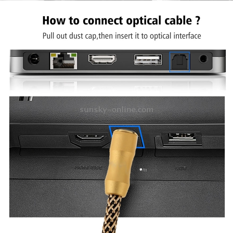 Cable de fibra óptica de audio digital de 1 m de longitud Toslink M a M, OD: 6,0 mm - B1