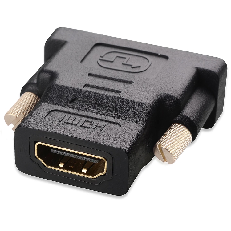 Adaptador HDMI 19Pin Hembra a DVI 24 + 1 Pin Macho (Chapado en Oro) (Negro) - 1