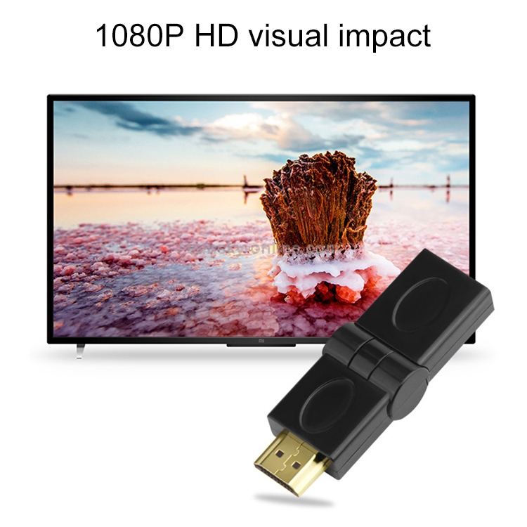 Adaptador giratorio HDMI de 19 pines macho a HDMI hembra de 19 pines (180 grados) (chapado en oro) (negro) - 5